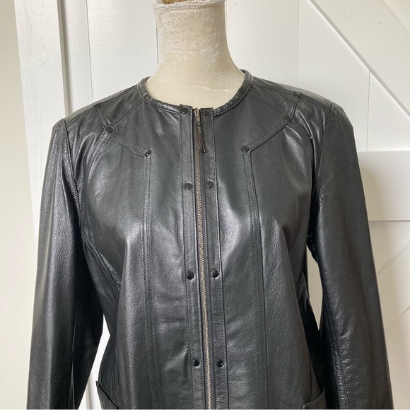 Chico’s genuine Leather reversible jacket metallic & black women’s M, 12 - Picture 8 of 12